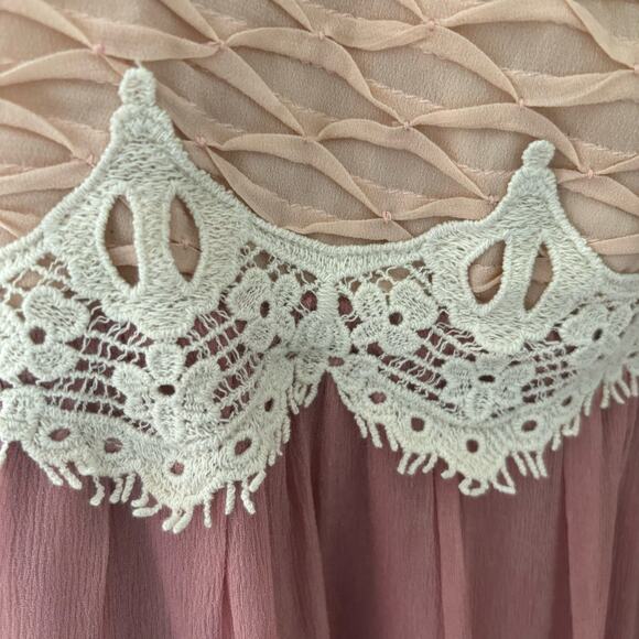 Sundance Adelina Slip Dress Lace Chiffon Romantic Pink Size 12 - Picture 6 of 13